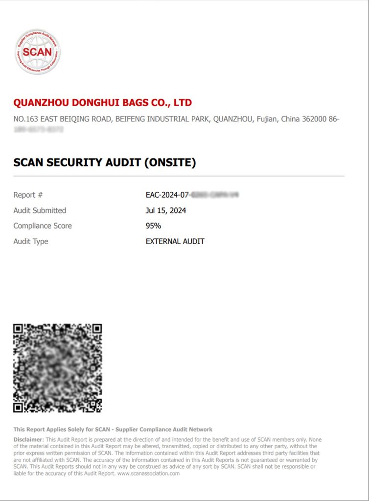 Dh bag SCAN Certification