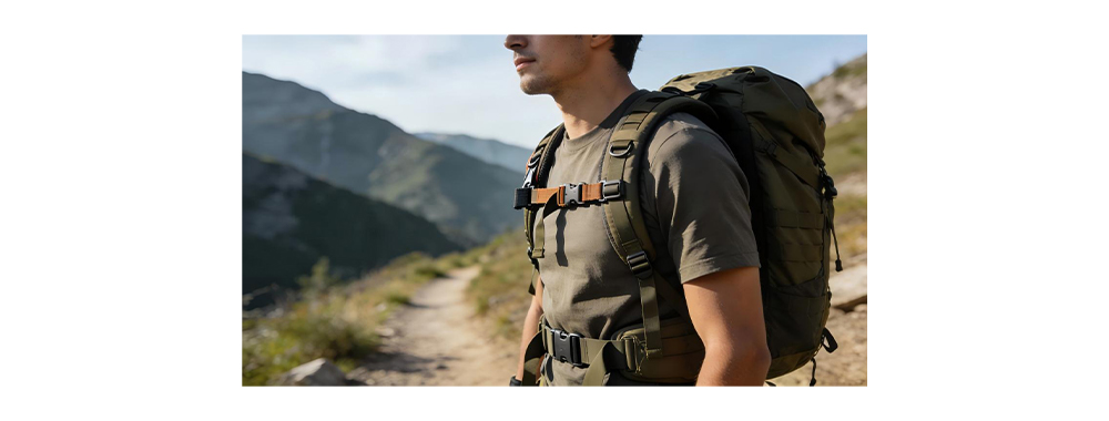 Backpack shoulder strap+chest strap+waist belt