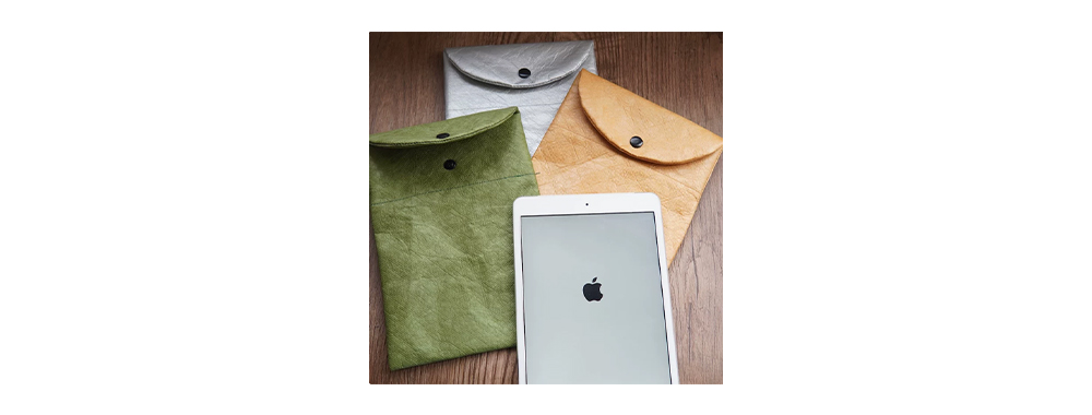 Colorful Tyvek® document pouches and tablet sleeves with snap button closure