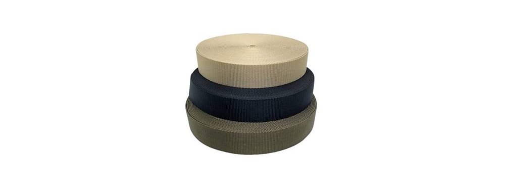 Beige, black and olive nylon webbing rolls, high‑strength webbing for heavy‑load backpacks