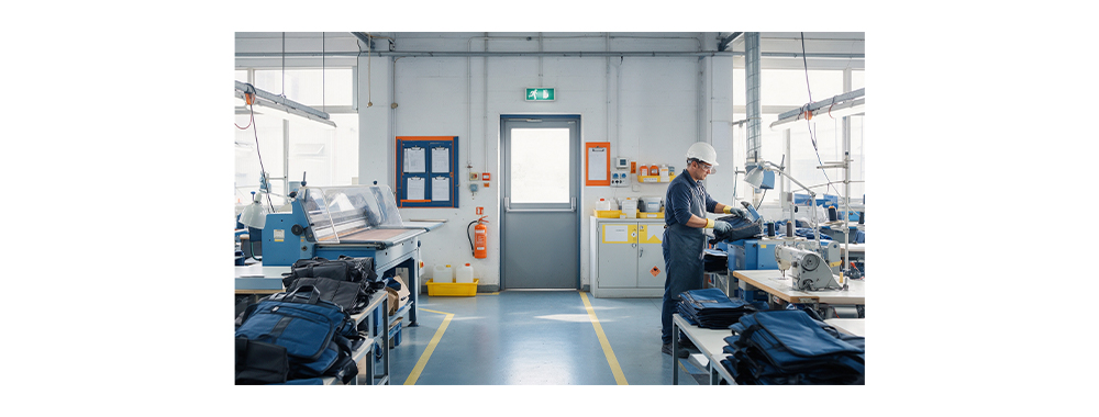  Bag‑factory workshop OHS and fire‑safety audit scene