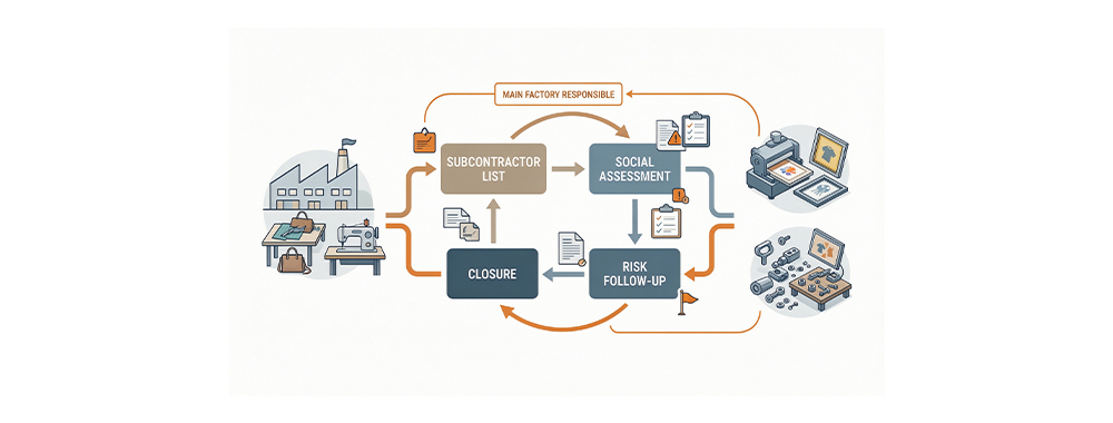 BSCI subcontractor compliance management flowchart